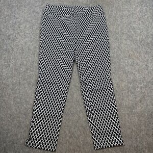 Chico's Hampton Pants Women's Size 1R Navy Blue Geometric Skinny Fit Cropped